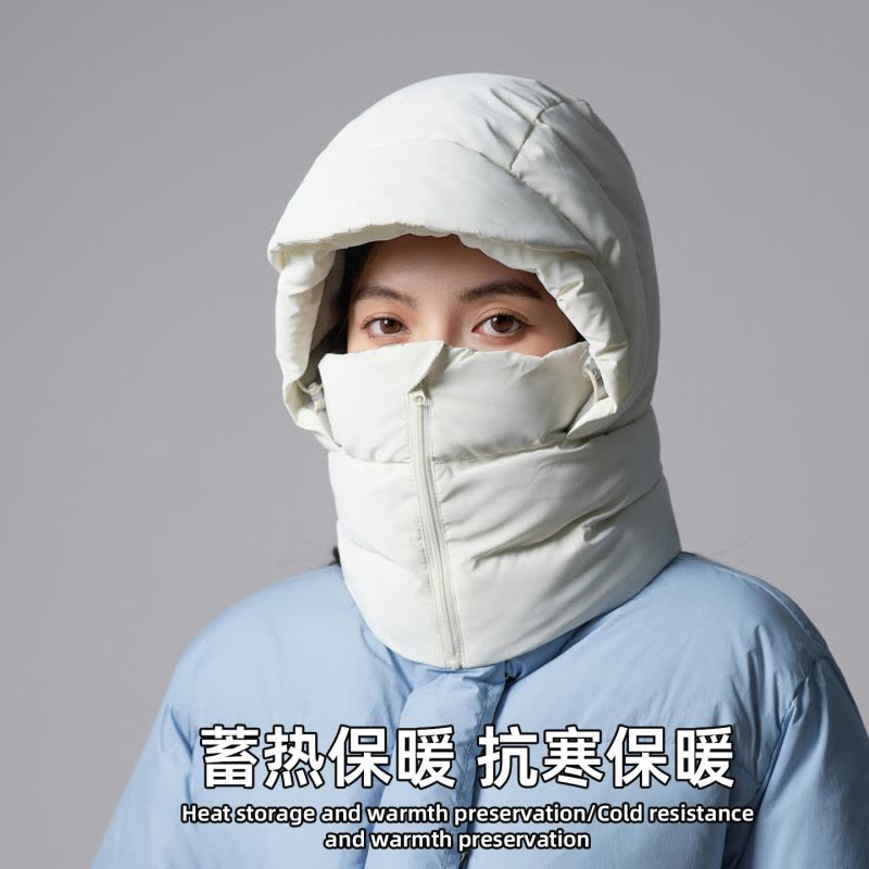 啄木鸟帽子围巾一体雷锋帽女士2025冬季新款加厚保暖防泼水套头帽图片