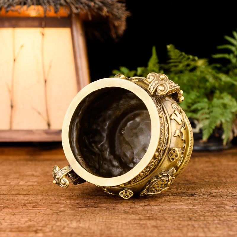 美帮汇香炉家用室内香插供佛 如意爷香炉插香 青铜色铜香炉高清大图