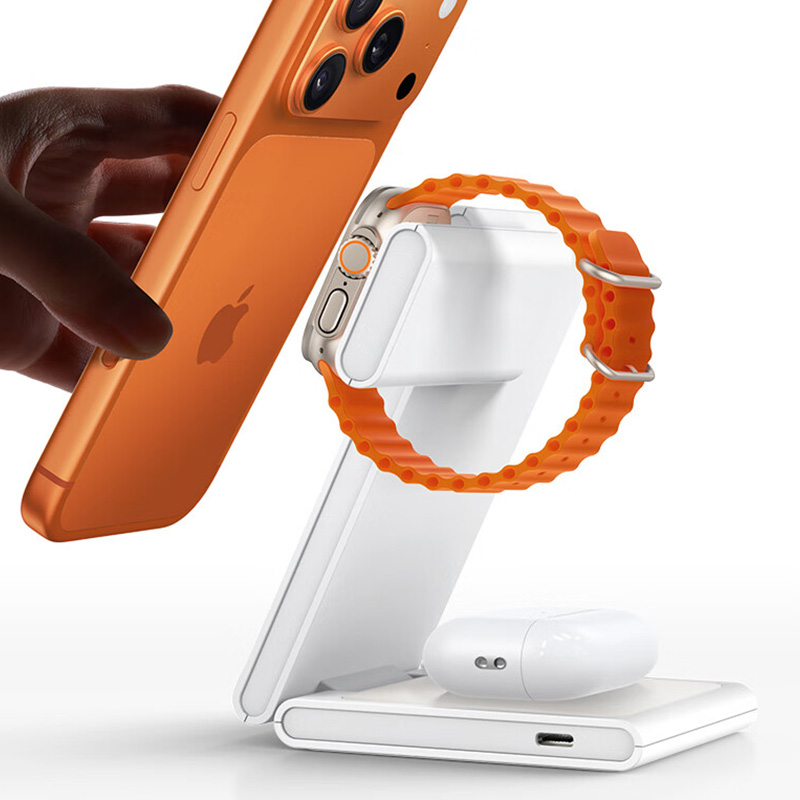 W&P无线充电器三合一磁吸折叠智能控温便携M15(颜色随机)高清大图