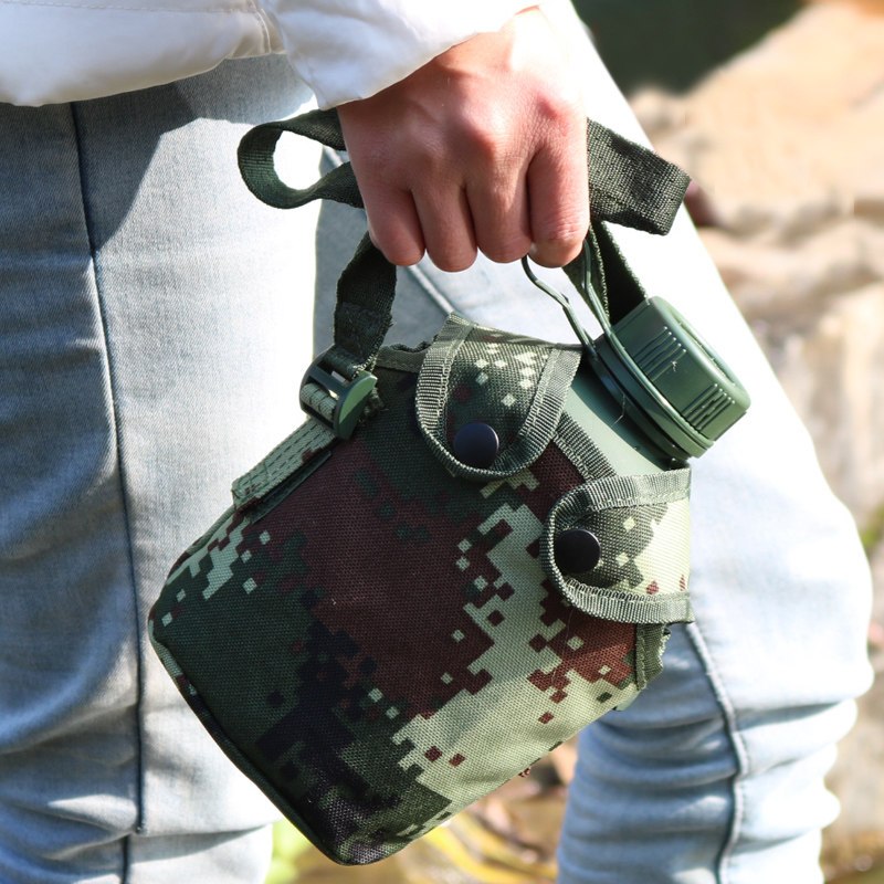 07水壶配10式户外登山行军水壶部队解放迷彩军训便携铝水壶武款