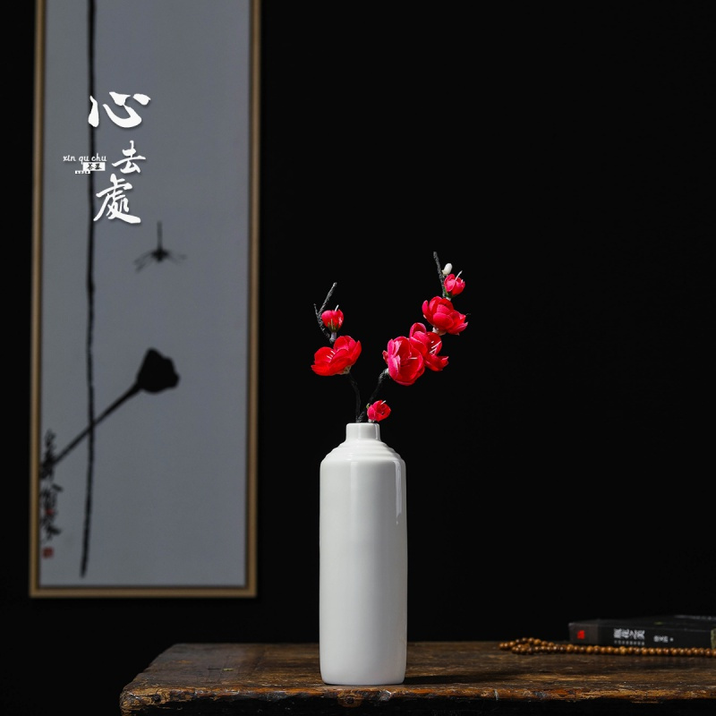 禅意德化白瓷小花器 陶瓷水培花器茶席家居摆件干花小花瓶 三维工匠 正雅瓶