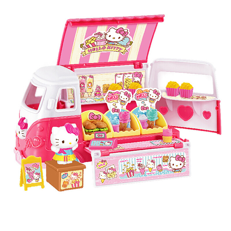 瑞华行HelloKitty凯蒂猫过家家玩具生日厨房手工制作DIY医护仿真套装 KT小镇-美食小车