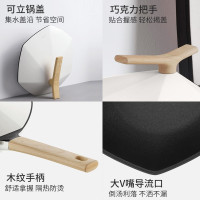 卡特马克炒锅不粘锅白色枫叶六角锅平底炒锅带盖防粘锅少油盐烹饪深煎家用炒锅燃气煤气电磁炉通用炒菜锅