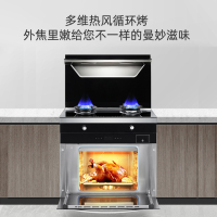 欧尼尔 集成灶 侧吸式环保灶自动清洗抽油烟机灶具消毒柜蒸箱烤箱二合一LX11-750mm单电机蒸烤消款 液化气