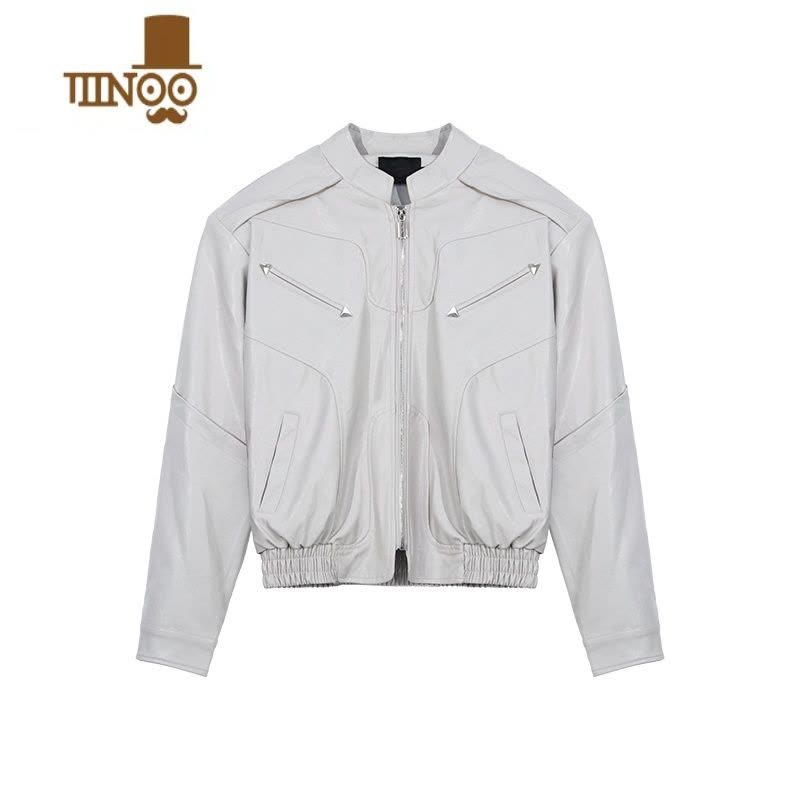 YANXU 感短款机车皮衣男宽松小众设计帅气夹克外套ins潮流图片