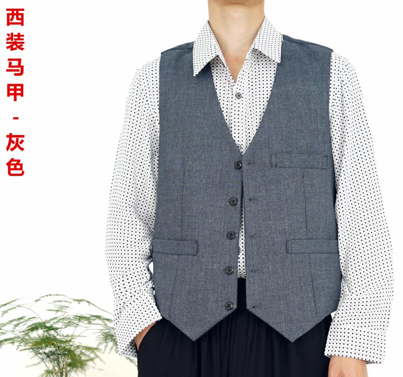 SUNTEK中老年人男士马甲夏天春秋薄款大码爸爸西装背心爷爷中年休闲马夹马甲/背心