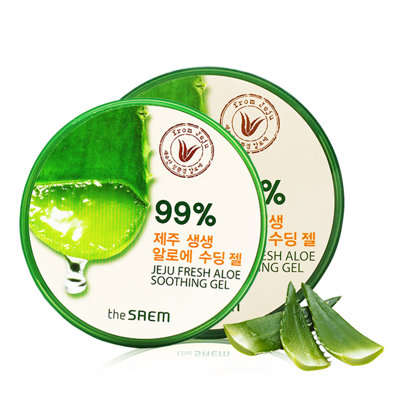韩国 得鲜(the saem)济州岛鲜鲜芦荟胶300m*2罐装 补水保湿 舒缓滋润 面霜 男女通用