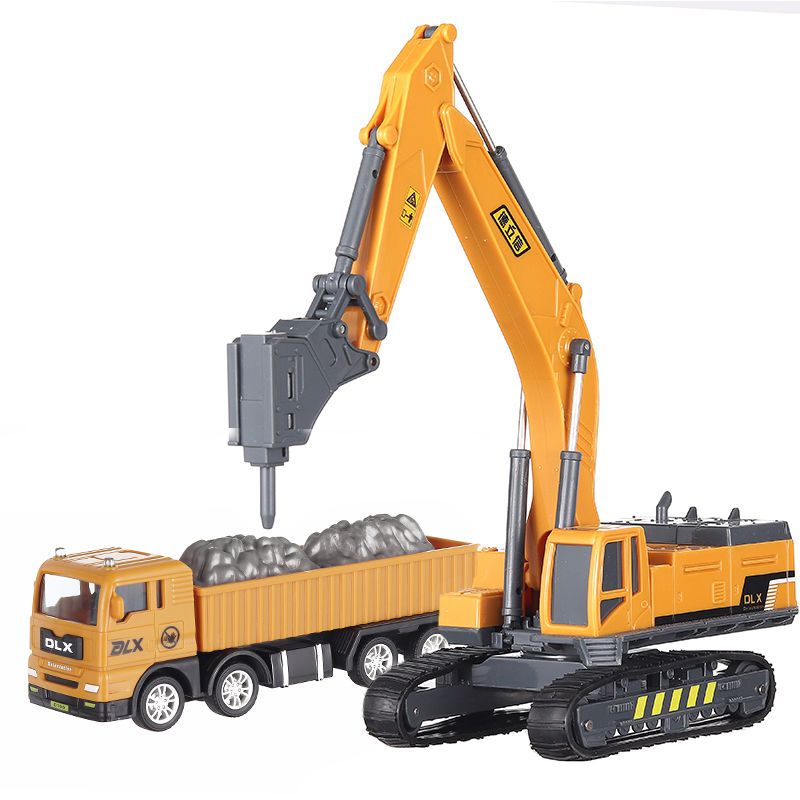 机儿童工程车套装玩具男孩抓木抓石车钻地机|[加厚耐用]钻机 货运车