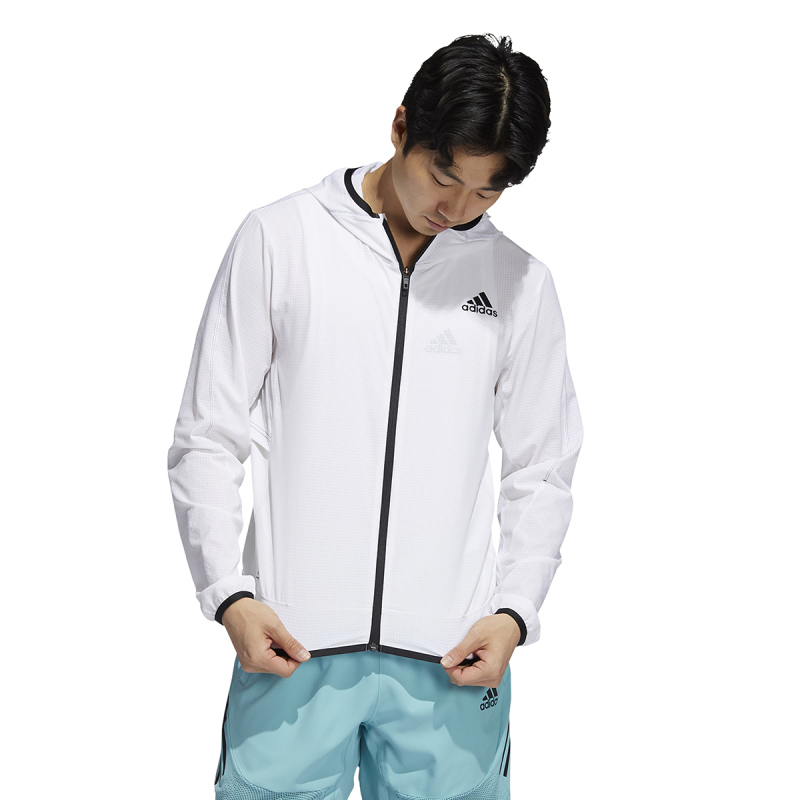 adidas H.rdy Warri Jkt 运动训练透气连帽夹克外套 男款 白色GT8261