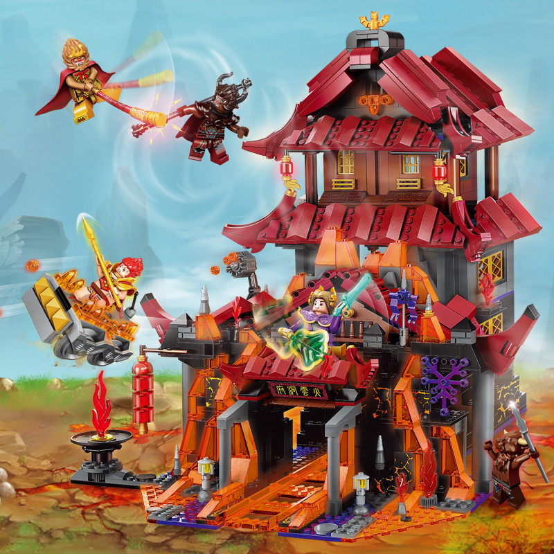 启蒙玩具 拼装积木传统文化西游降魔篇 孙悟空决战混世牛魔王 哪吒降龙+斩杀白骨精高清大图