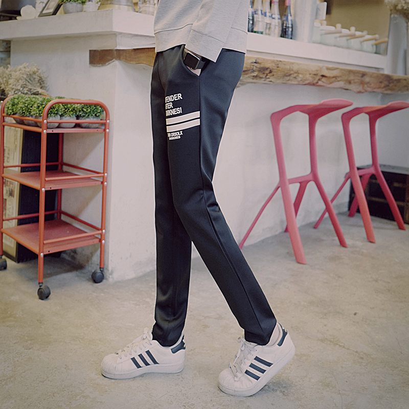 卫裤男小脚修身薄款夏天男士休闲裤青少年男生潮流针织运动裤潮