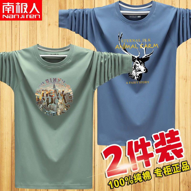 长袖T恤男大码潮流宽松薄款体恤男装上衣打底衫1/2高清大图