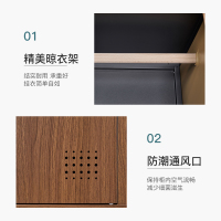 尔迈 宿舍更衣柜公寓柜储物柜带锁存包柜鞋柜职员更衣柜存放柜 深胡桃色三门更衣柜