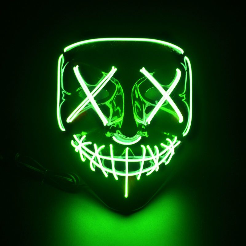 万圣节el发光恐怖面具led全脸男女派对面罩v字小丑面