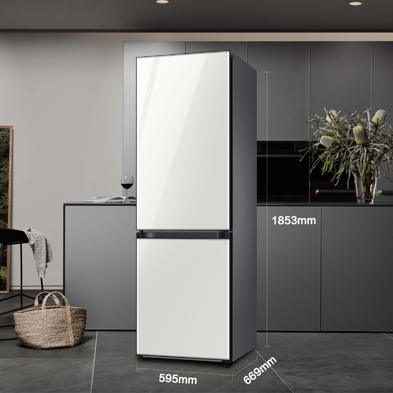 sc333升双门冰箱风冷无霜变频嵌入式自由组合金属面板冰箱皎月白