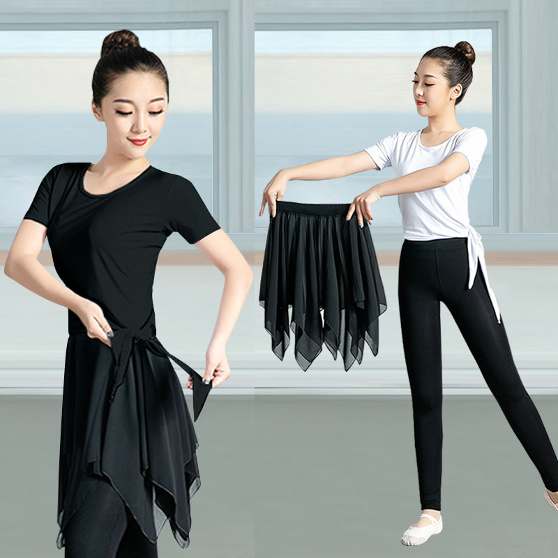 舞蹈服女成人系带款配雪纺裙三件套舞蹈表演练习形体服现代舞套装