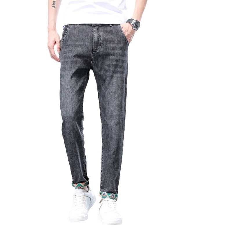 弹力秋冬厚款男士牛仔裤修身小直筒休闲潮流宽松百搭新款长裤903高清大图