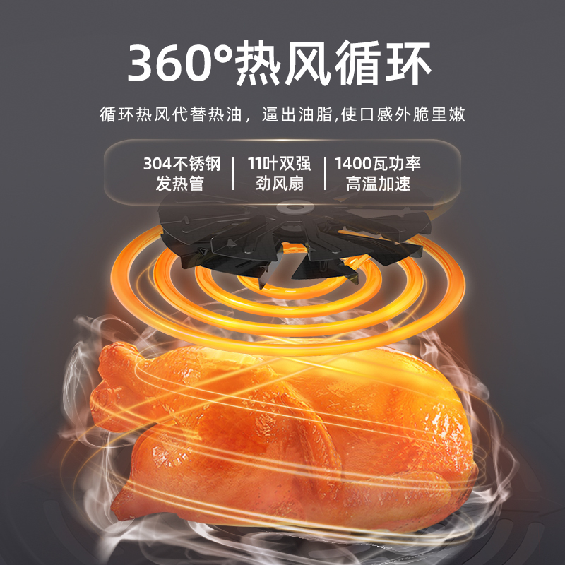 [新品]志高5L空气炸锅2022家用厨房电炸锅无油全自动烤箱一体