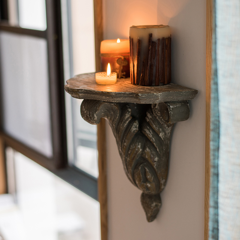 家柏饰(CORATED)仿木壁挂柱台烛台 装饰托架美式古典 经典花廷古堡 仿木雕古典壁台(D款)高清大图