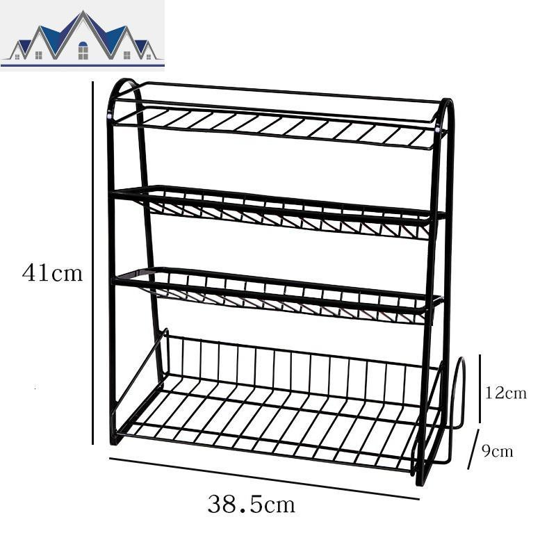 厨房用品调料架台面落地调味料架子收纳架铁艺四层斜面置物 三维工匠