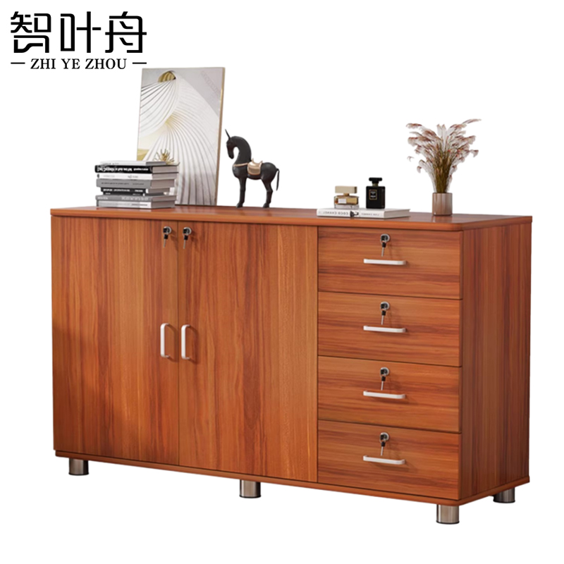 智叶舟文件资料柜两门四抽120*40*80cm台高清大图