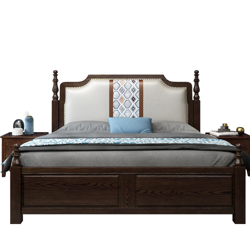 梵宜 床 白蜡木实木床 美式1.5m1.