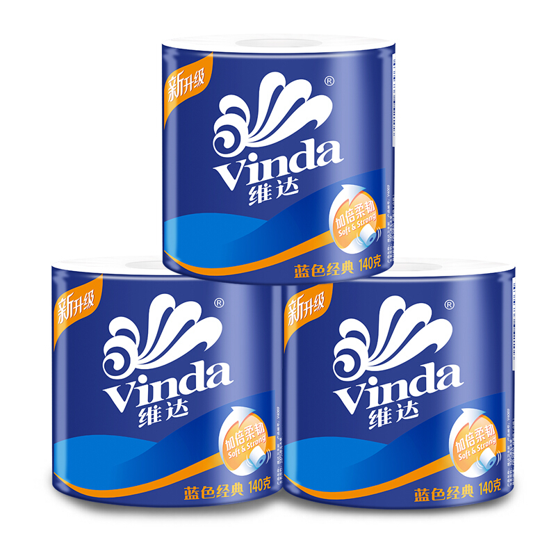 维达(Vinda) 卷纸 蓝色经典4层140g卫生纸巾27卷