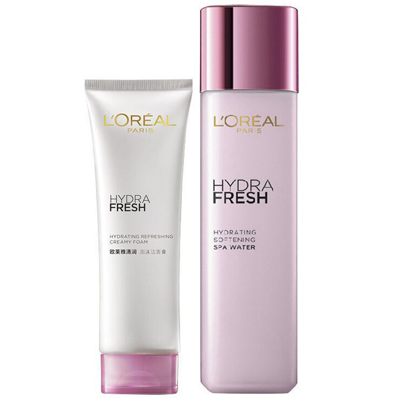 L’OREAL 欧莱雅女士葡萄籽保湿补水 洗面奶面霜护肤套装2件套 清润洗面奶+SPA柔肤水 法国进口