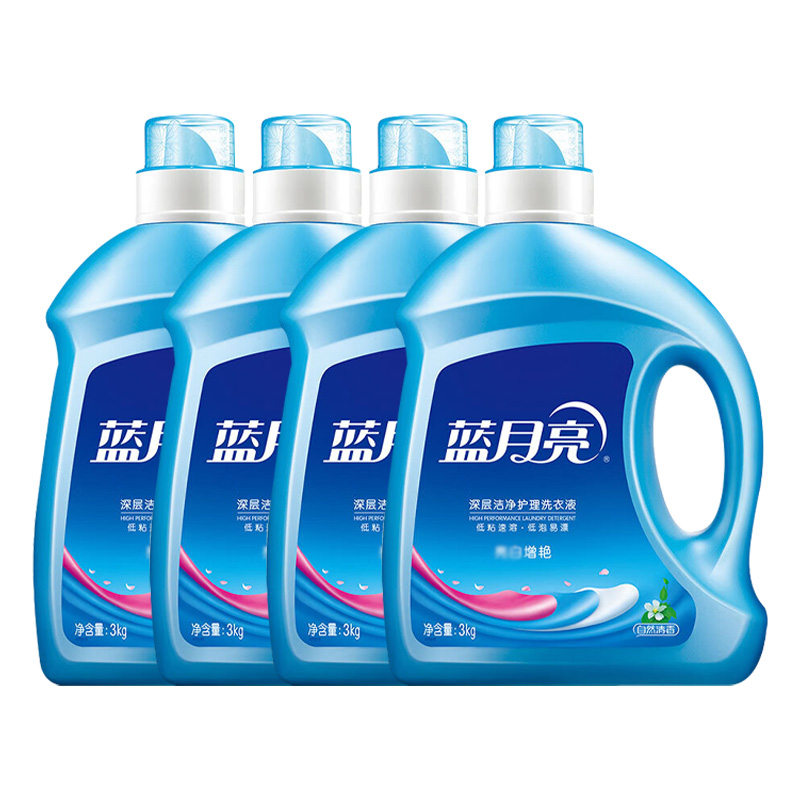 蓝月亮洗衣液套装3kg*4瓶护色增艳深层清洁自然清香80000040
