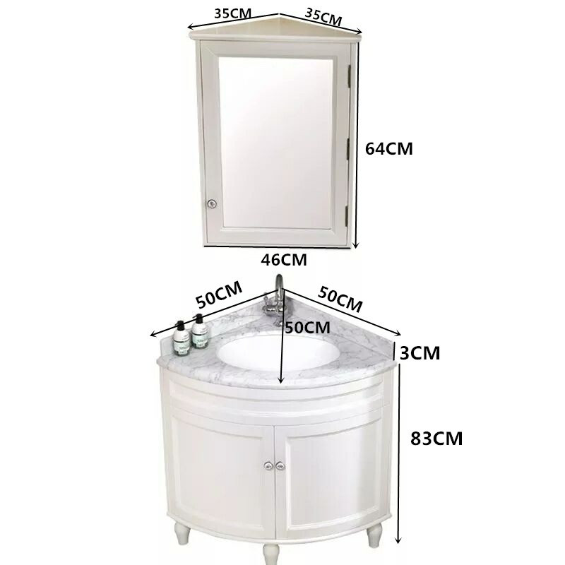 小户型卫生间墙角转角洗漱台三角浴室柜ciaa洗手洗脸盆组合柜橡木