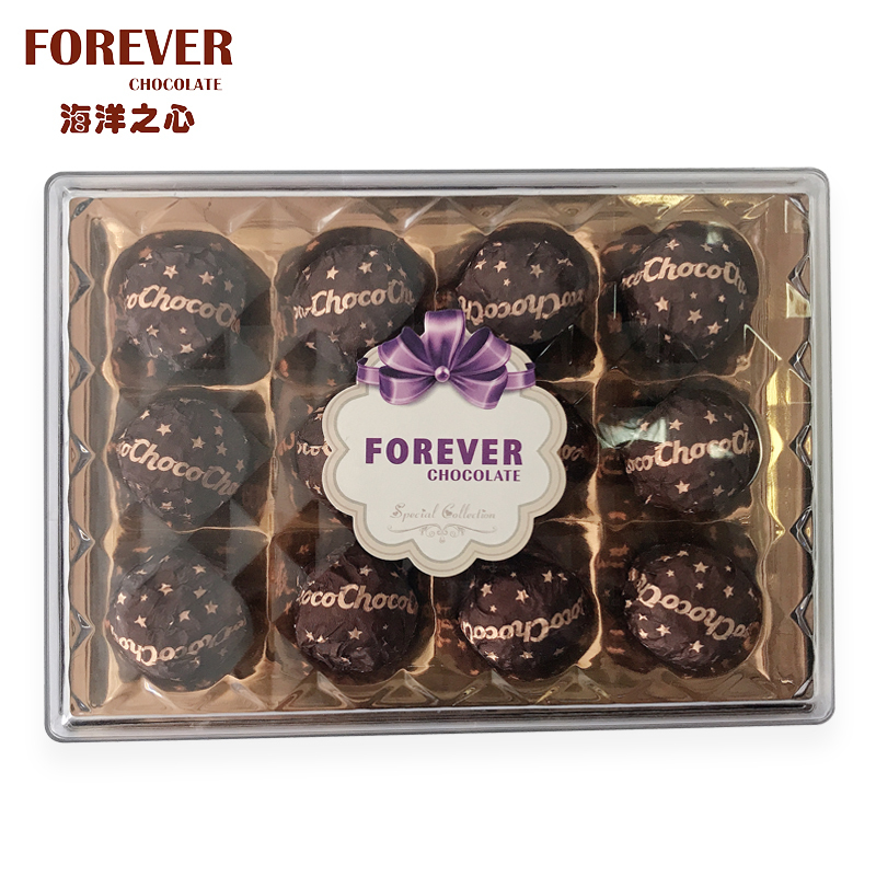 脆米威化夹心牛奶巧克力 12粒钻石方盒 150克 FOREVER CHOCOLATE海洋之心