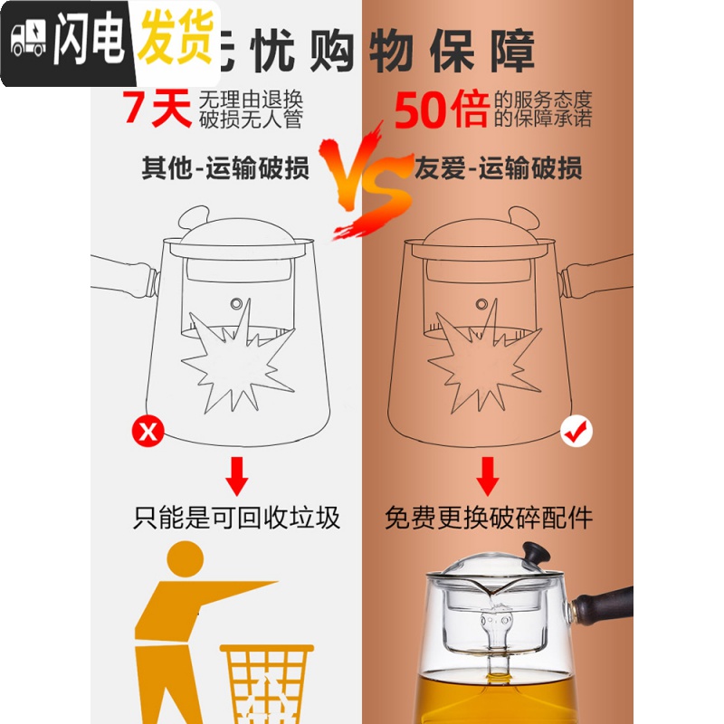 三维工匠煮茶壶电陶炉侧把玻璃蒸茶器办公茶叶大容量蒸汽全自动烧水养生壶 陆宝黑++新羽壶+6个玻璃杯茶具高清大图