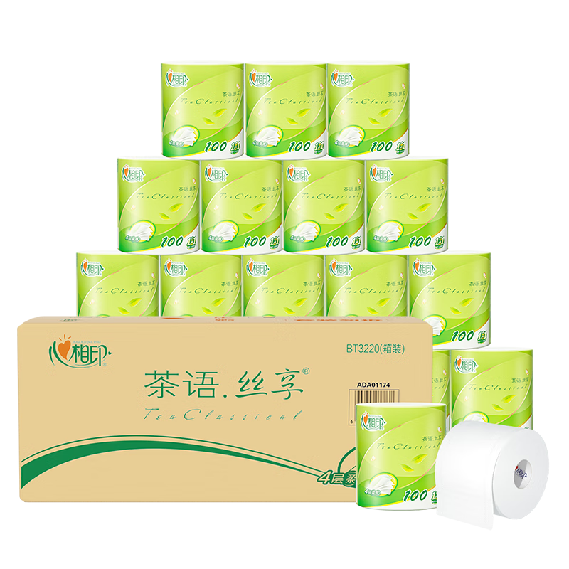 心相印 丝享四层卷筒卫生纸 100g/卷 20卷/箱 一箱装 BT3220