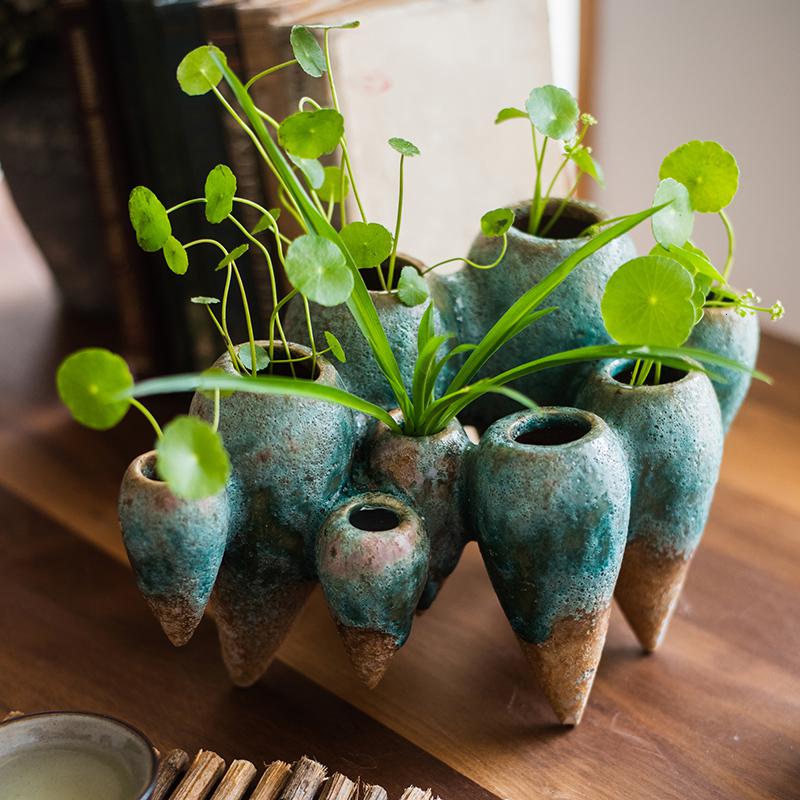 家柏饰(CORATED)悬浮陶瓷花瓶花器花盆水培装饰禅意摆件创意另类现代艺术 多孔花器(悬浮A)高清大图