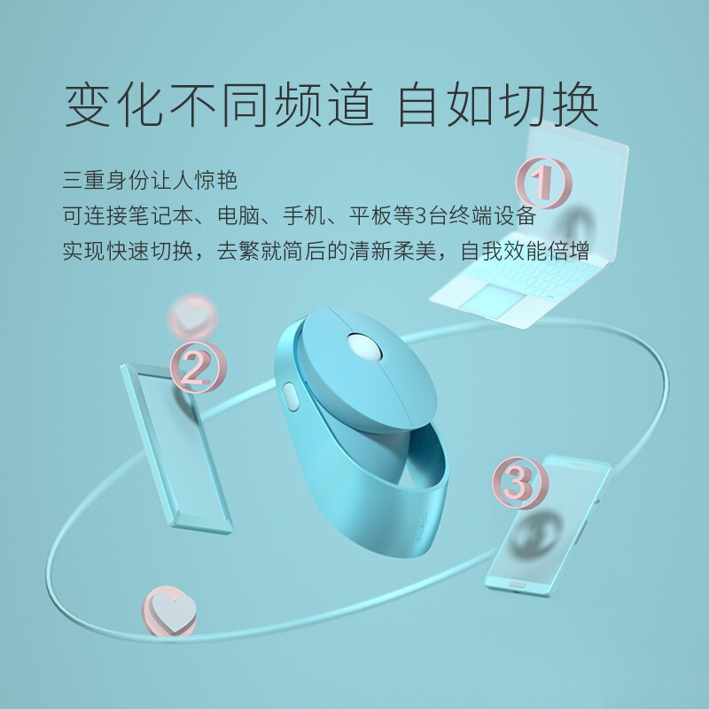 雷柏Ralemo Air1 蓝色乐萌鼠标无线充电多模式鼠标+闪迪16G优盘