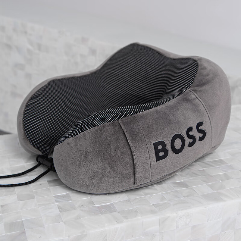 BOSS低回弹护颈枕u型枕脖子坐飞机开车旅行枕头枕午睡枕睡觉神器HBZX-015灰色