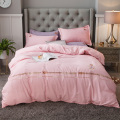 欧式男四件套全棉纯棉男士简约北欧床品被套加厚磨毛欧美风床单 1.8米床/被套2.0*2.3m 西雅图-粉色