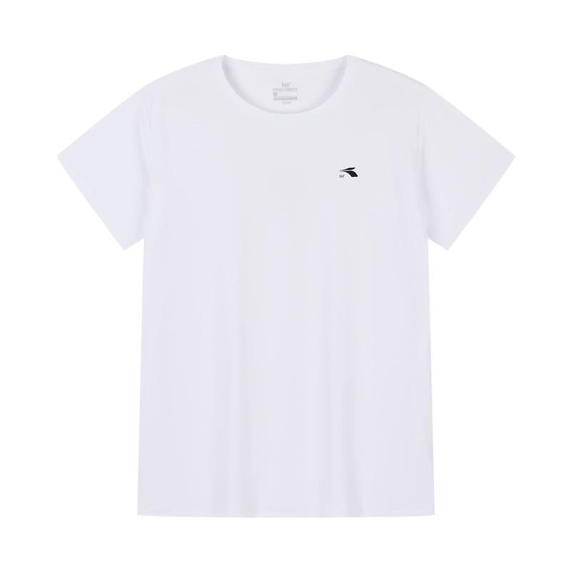 361°运动T恤夏季透气宽松休闲男式短袖舒适圆领短T M 本白