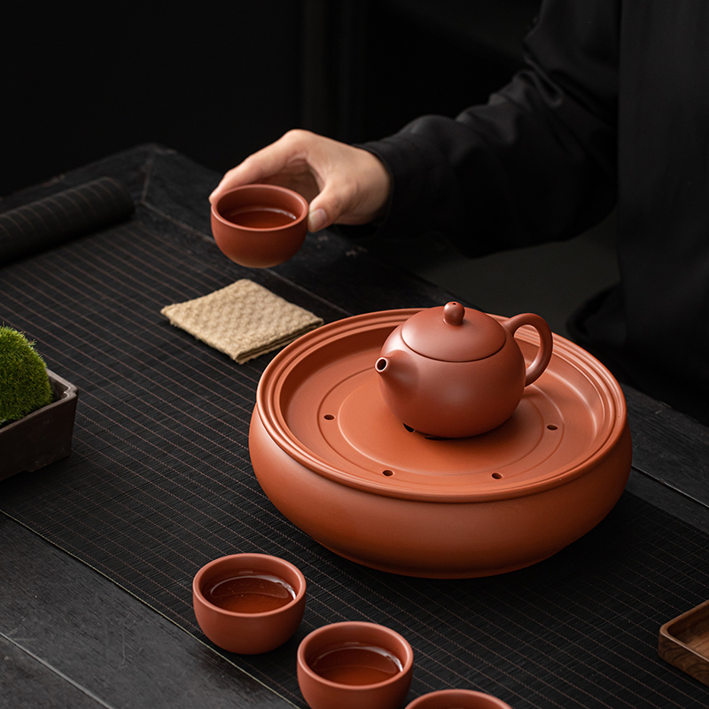 苏氏陶瓷(SUSHI CERAMICS)紫砂西施壶4杯配紫砂蓄水茶盘功夫茶具便捷茶具套装