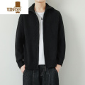 YANXU2023新款男士毛衣开衫青少年简约高领拉链男针织衫加厚外套 CWG2222黑色 XL