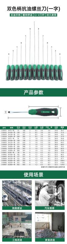 长鹿 双色柄抗油螺丝刀 510952 5*100一字 支高清大图
