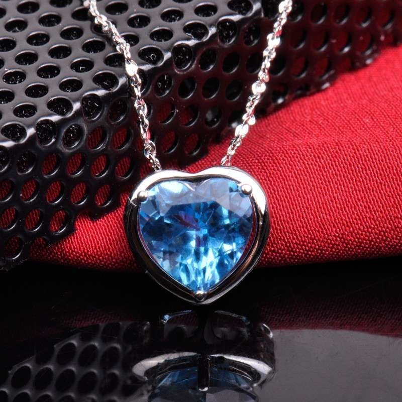 梦克拉Mkela 18K金镶蓝色托帕石吊坠 蓝情 宝石吊坠