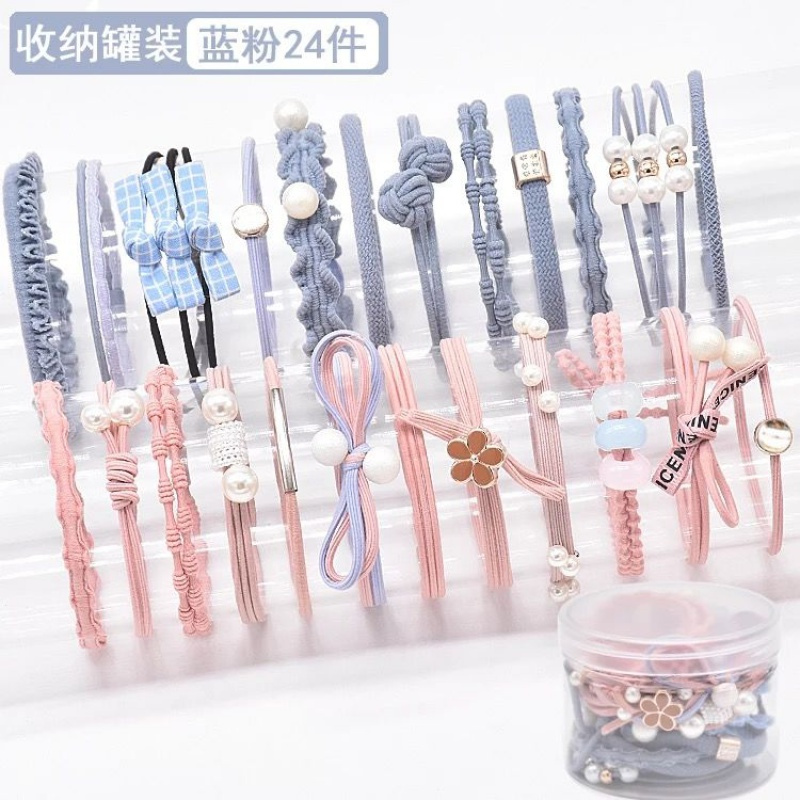 [纱袋装]8件套-豆沙 橡皮筋绳头饰韩国简约扎头绳女 皮套ins网红韩版可爱小清新圈