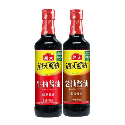 海天 生抽酱油+老抽酱油500ml（PET）*2瓶