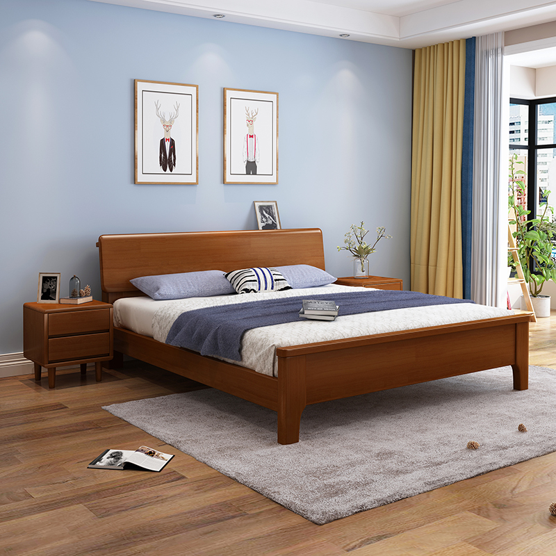 白色实木床1.2m1.35米单人现代简约1.5x1.9气动1.8高箱储物双人床定制