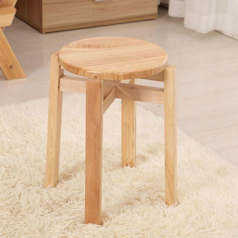 全橡木儿童凳25cm高 实木凳子板凳圆凳餐桌凳换鞋凳茶几矮凳家用成人