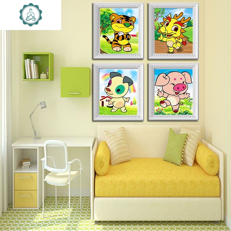 新款5D钻石画卡通动物12十二生肖点钻贴钻石十字绣儿童手工DIY 封后 满钻12生肖1整套更优惠图片