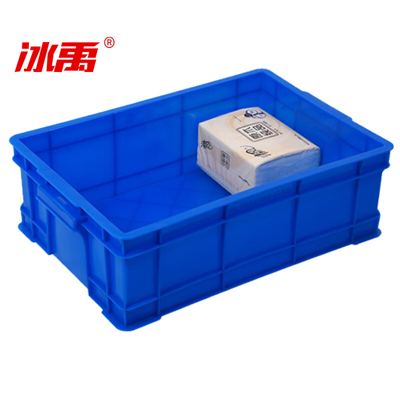 冰禹 周转箱收纳盒子 BY-1186 塑料 蓝色 380薄箱 410*285*135mm 1个高清大图