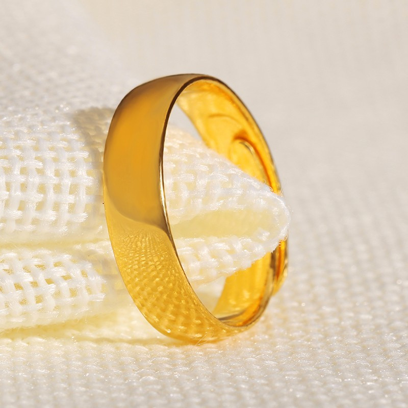 翠绿黄金戒指足金999男女款光面光圈戒子金重约545555ga01000030135