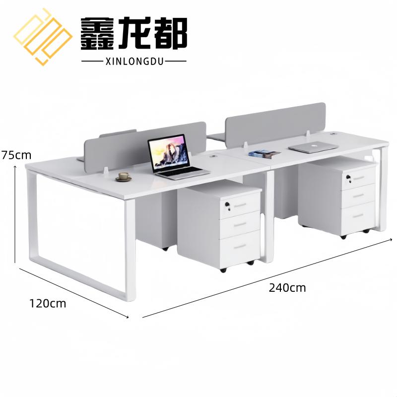 鑫龙都办公桌+活动柜六人位套高清大图